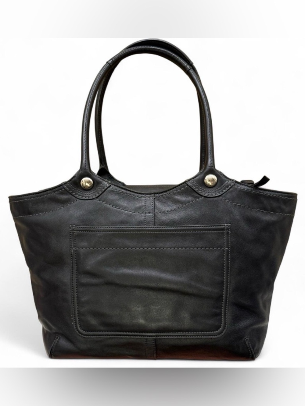 COACH Legacy Bleecker Tote | F14383 | Black Full Grain Leather Striped Interior - Picture 4 of 8